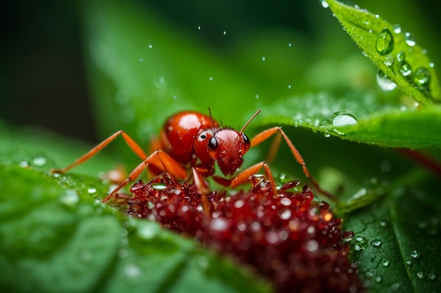 Imitare il ragno della formica sulla foglia