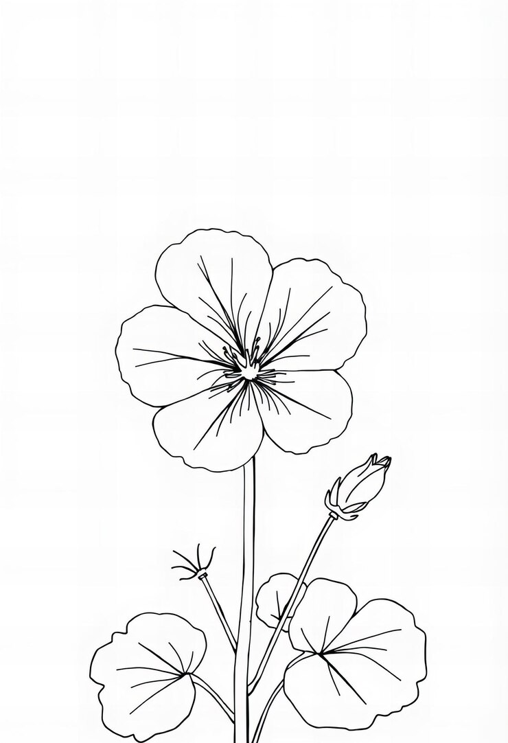 Immagina un gioco di disegni di un geranio
