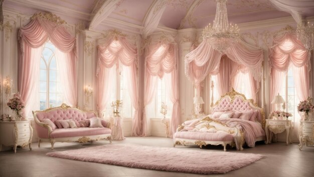 Immaginando lo splendore reale La camera da letto da sogno di una principessa