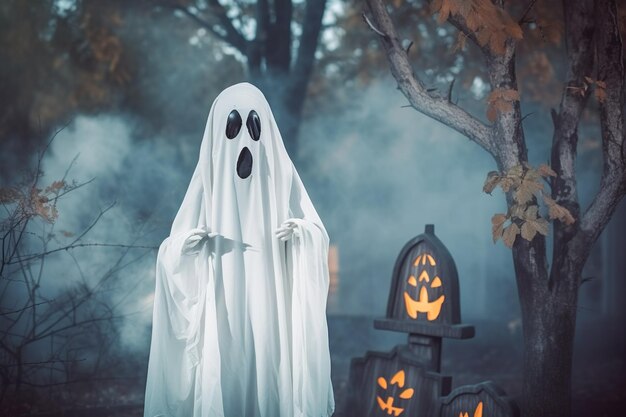 Immaginativa e elegante immagine del fantasma di Halloween generata dall'AI