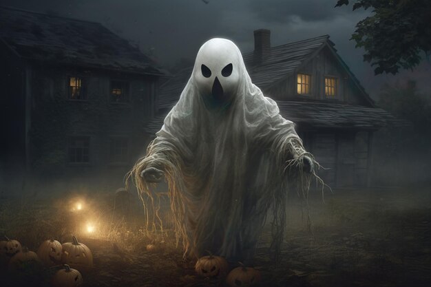 Immaginativa e elegante immagine del fantasma di Halloween generata dall'AI