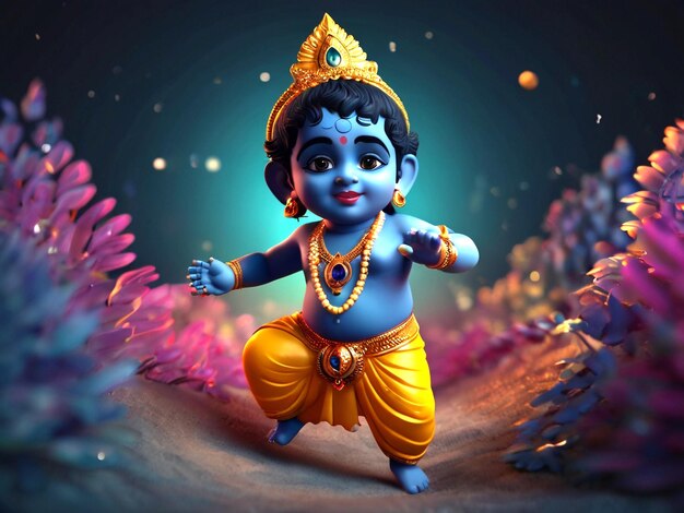 Immagine 3D del piccolo Krishna