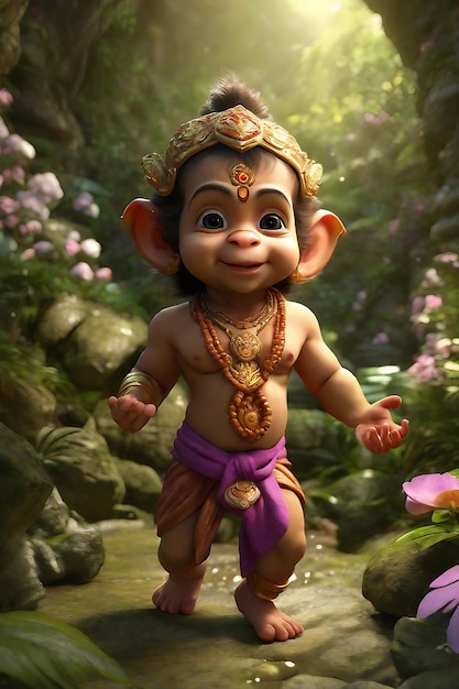 Immagine 3D dell'infanzia di Hanuman Ji