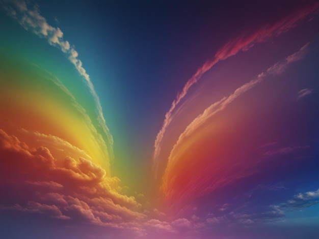 Immagine 3D di un arcobaleno sullo sfondo del gradiente celeste