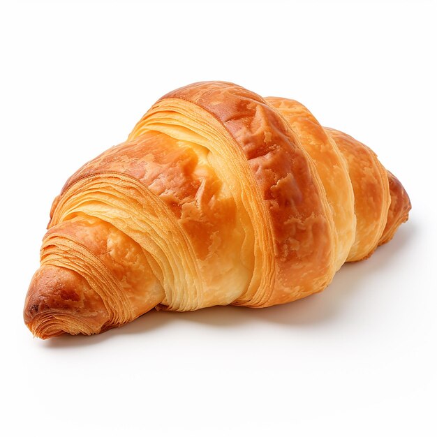 Immagine 3D di un croissant di panetteria su sfondo bianco