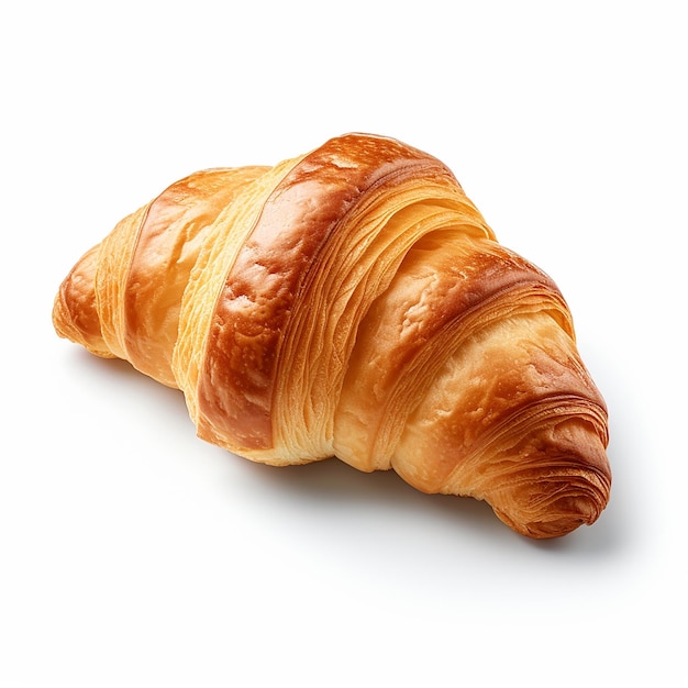 Immagine 3D di un croissant di panetteria su sfondo bianco