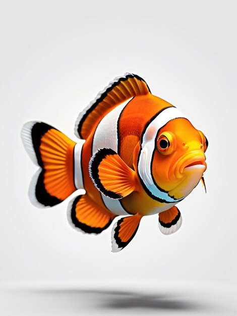 Immagine 3D di un pesce clown su sfondo bianco