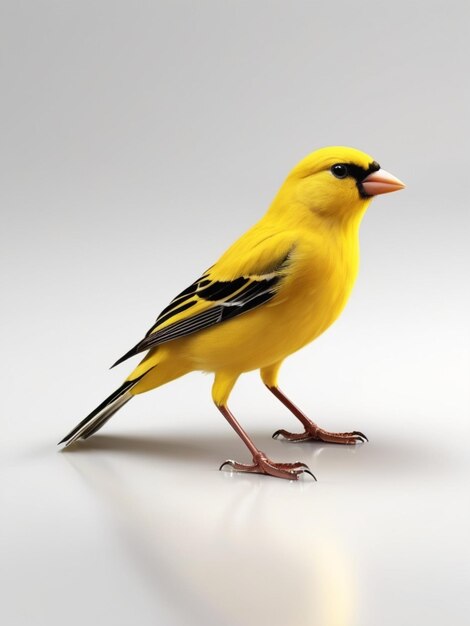 Immagine 3D di un uccello canarino su sfondo bianco