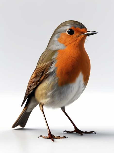 Immagine 3D di un uccello Robin su sfondo bianco