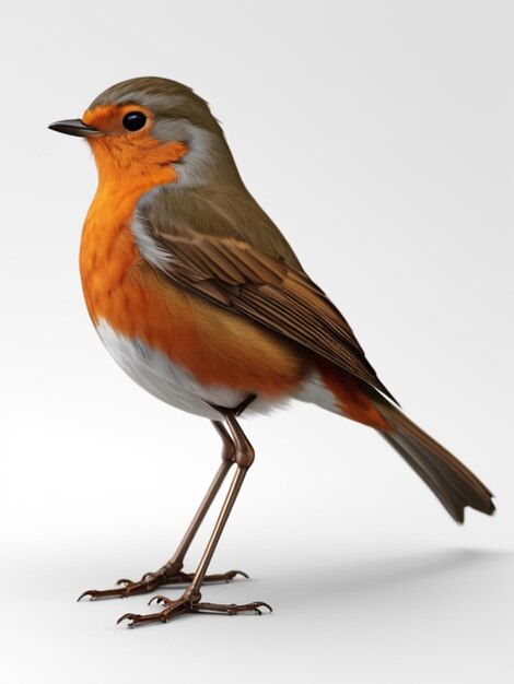 Immagine 3D di un uccello Robin su sfondo bianco