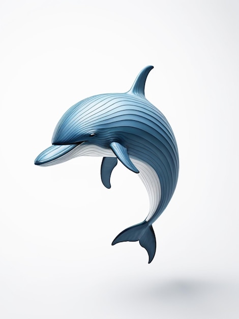 Immagine 3D di una balena blu su sfondo bianco