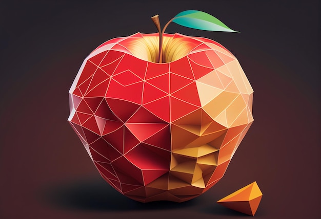 Immagine 3D geometrica di una mela generata dall'IA