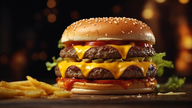 Immagine 4K ad alta definizione con un burger al formaggio zinger