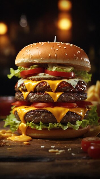 Immagine 4K ad alta definizione con un burger al formaggio zinger