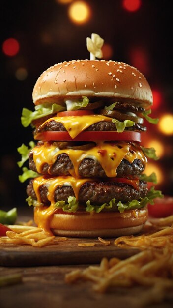 Immagine 4K ad alta definizione con un burger al formaggio zinger