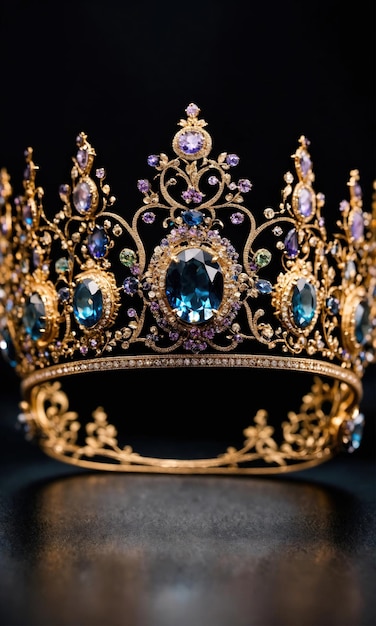 immagine a chiave bassa della bellissima corona della regina vintage filtrata fantasia periodo medievale attenzione selettiva ai generativa