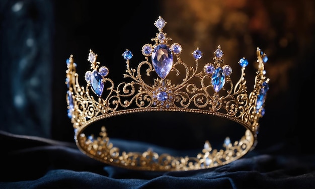 immagine a chiave bassa della bellissima corona della regina vintage filtrata fantasia periodo medievale attenzione selettiva ai generativa