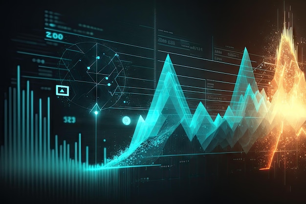 Immagine a doppia esposizione del grafico di criptovaluta di investimento astratto