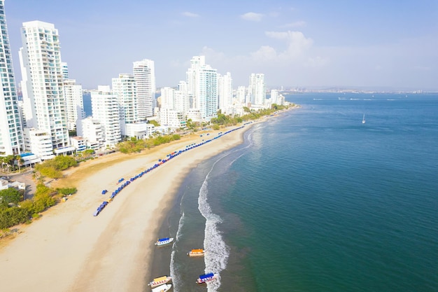 Immagine aerea della spiaggia di Bocagrande Cartagena Colombia