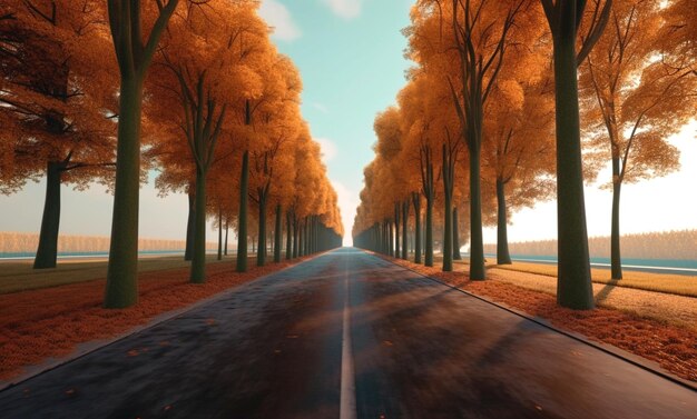 immagine aerea della strada autunnale