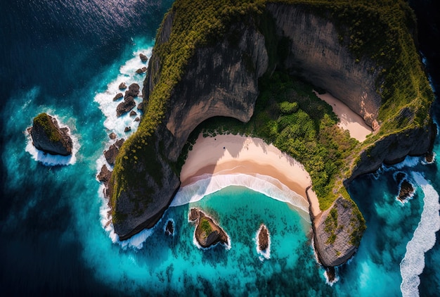 Immagine aerea di Bali Indonesias Nusa Penida Isole Kelingking Beach