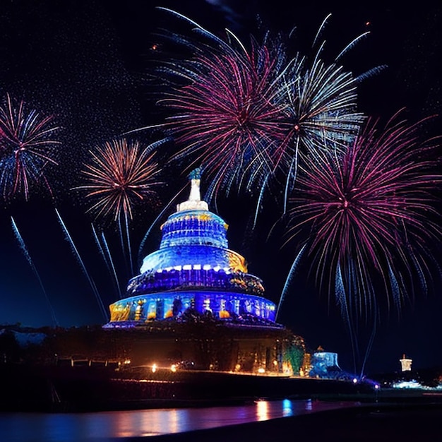 Immagine ai di fuochi d'artificio luminosi