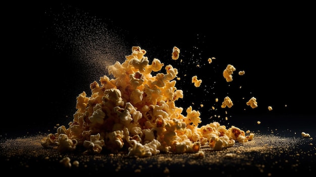 Immagine ai generata caduta di popcorn