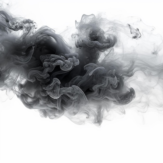 Immagine AI generativa del flusso astratto di fumo grigio su sfondo bianco