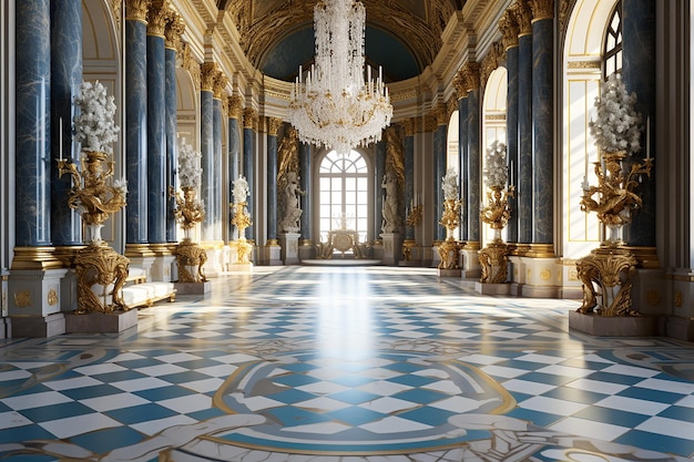 Immagine AI generativa della vista interna di un edificio di lusso nel Palazzo di Versailles