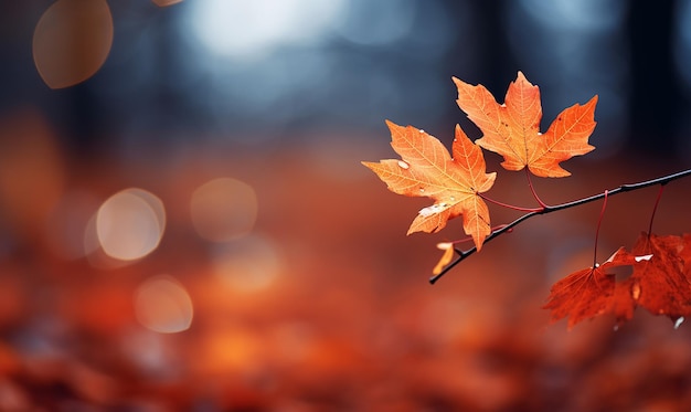 Immagine AI generativa dello sfondo autunnale con ramoscello di foglie di acero in una giornata luminosa