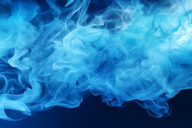 Immagine AI generativa di fumo blu astratto su sfondo scuro