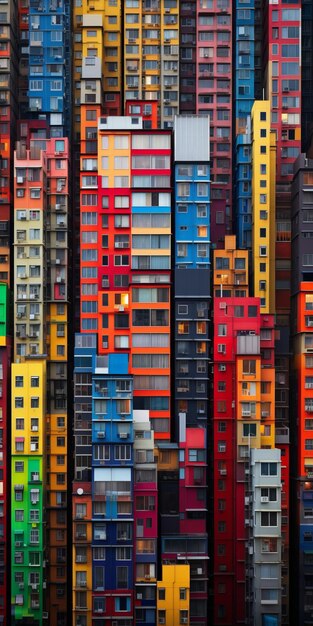 Immagine alta Edificio grattacielo colorato con molte finestre Immagine bella illustrazione