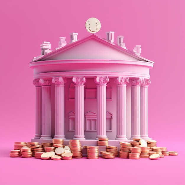 Immagine arafed di un edificio rosa con sopra un orologio generativo ai