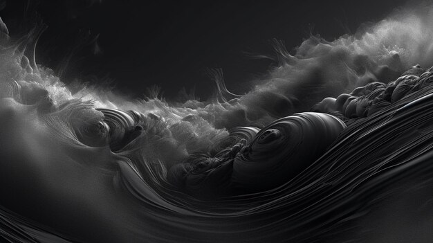 Immagine arafed di un uomo che cavalca un'onda su una tavola da surf generativa ai