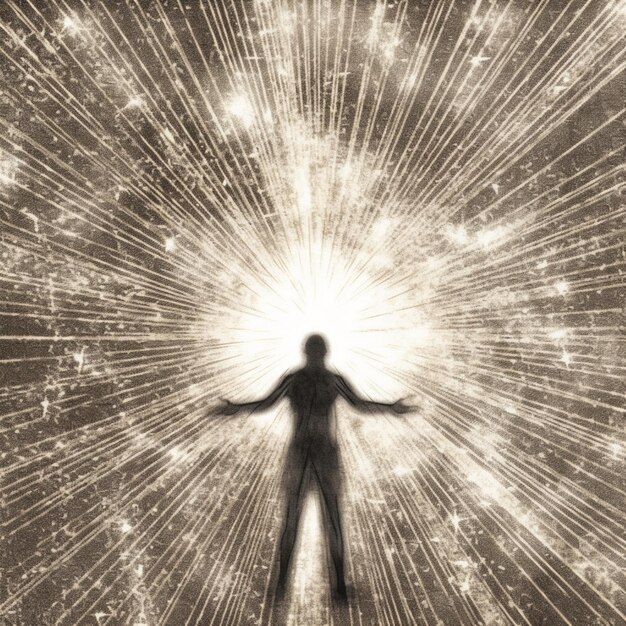 Immagine arafed di una persona in piedi di fronte a una stella generativa ai