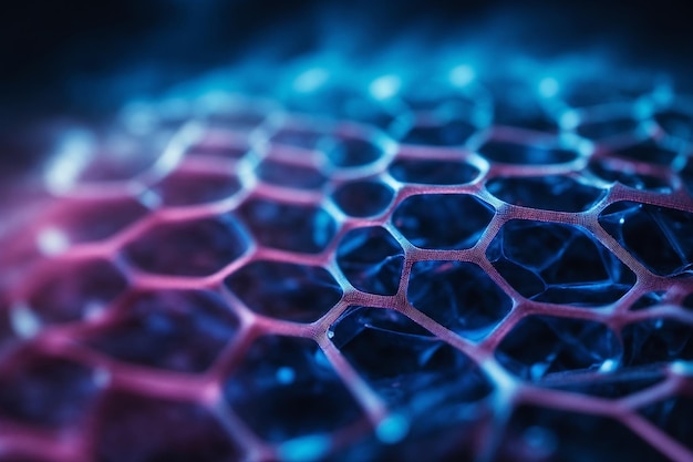 immagine astratta bianca e blu di una rete di grafene