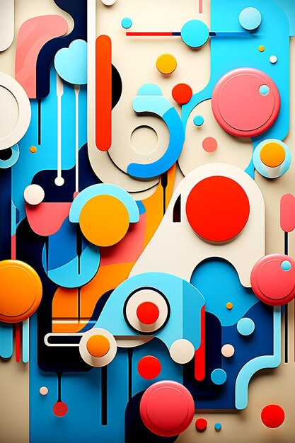 Immagine astratta colorata con cerchi cerchi e forme AI generativa