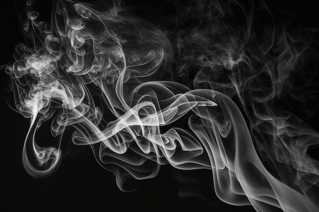Immagine astratta di fumo su sfondo neroGenerative AI