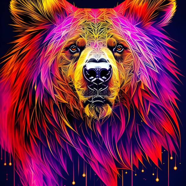 Immagine astratta di un orso multicolore ai generato