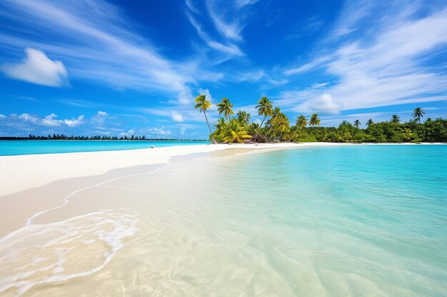 Immagine astratta sfocata di bella spiaggia di sabbia tropicale e acqua limpida con spazio di copia estate