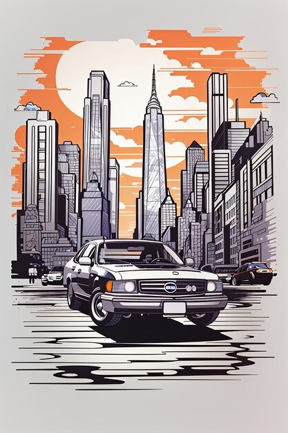 immagine auto di new york city per il design di magliette