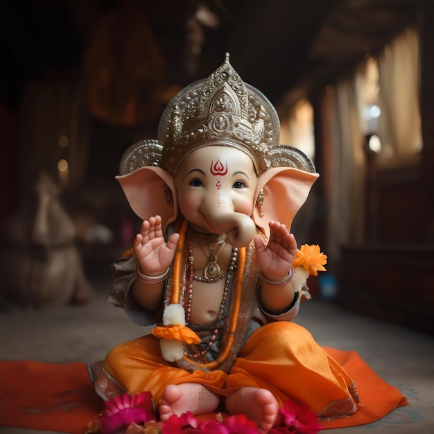 Immagine carina di Ganpati con un bellissimo sfondo