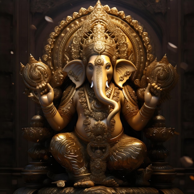 Immagine carina di Ganpati con un bellissimo sfondo