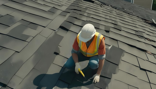 immagine che mostra i tettieri che lavorano su un progetto di tetto residenziale