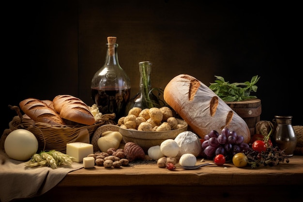 Immagine che raffigura vari ingredienti, come il pane