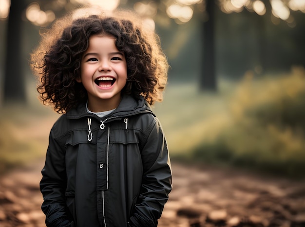 Immagine cinematografica dettagliata HDR K ridendo bambino vita media pelle scura Generativa AI Generata