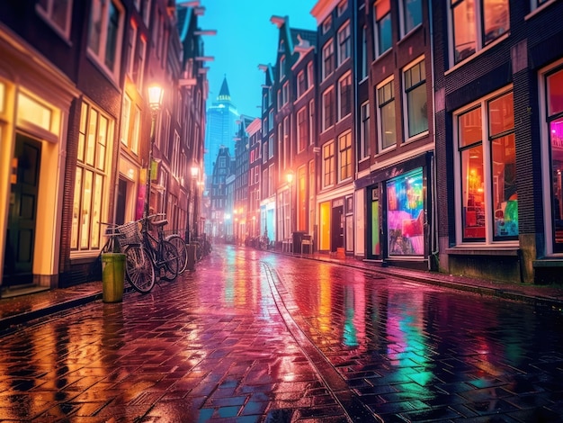 Immagine colorata delle strade di Amsterdam