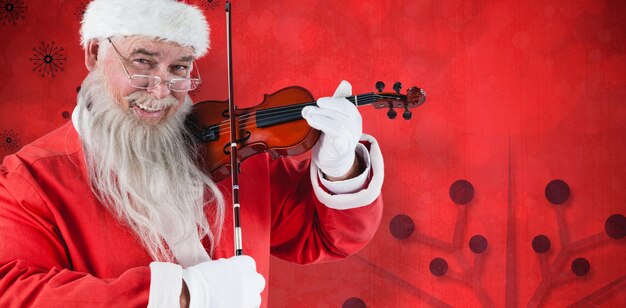 Immagine composita del ritratto di Babbo Natale che suona il violino