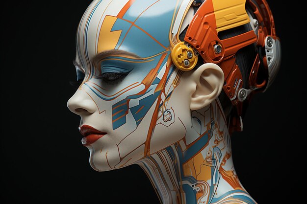 Immagine concettuale generativa di una bella testa di robot femminile
