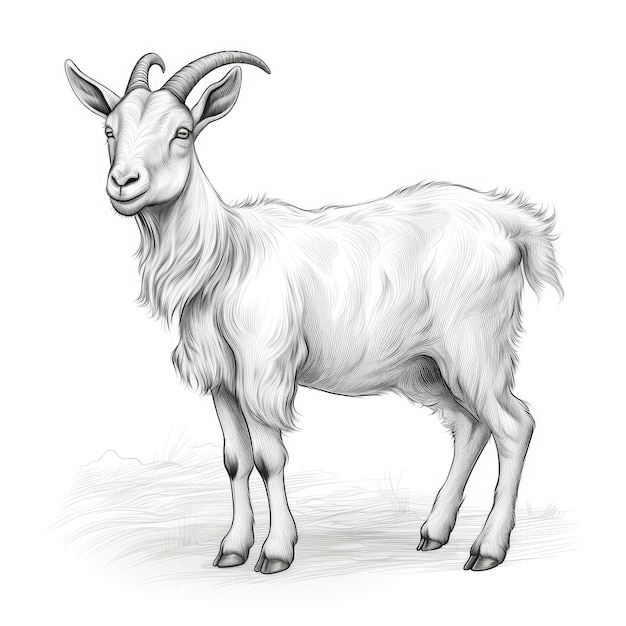 Immagine da colorare in bianco e nero di una capra